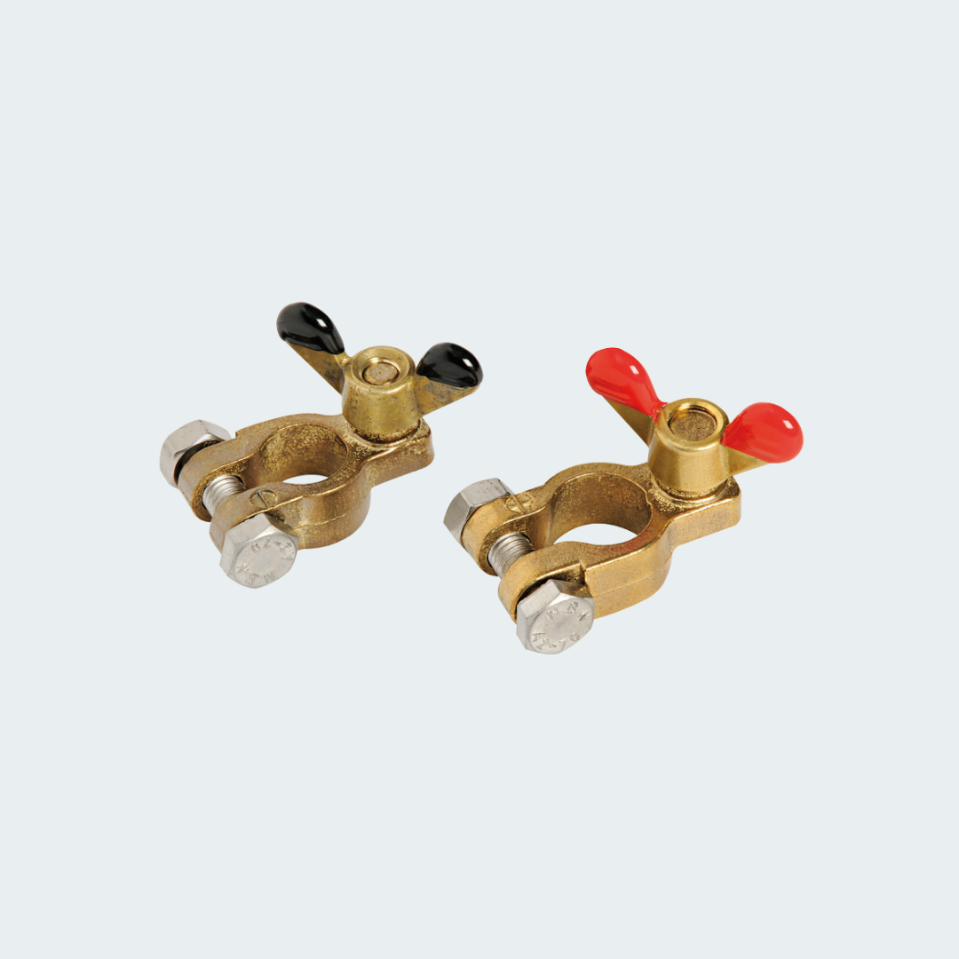 Pair Of Bronze Clips For Batteries