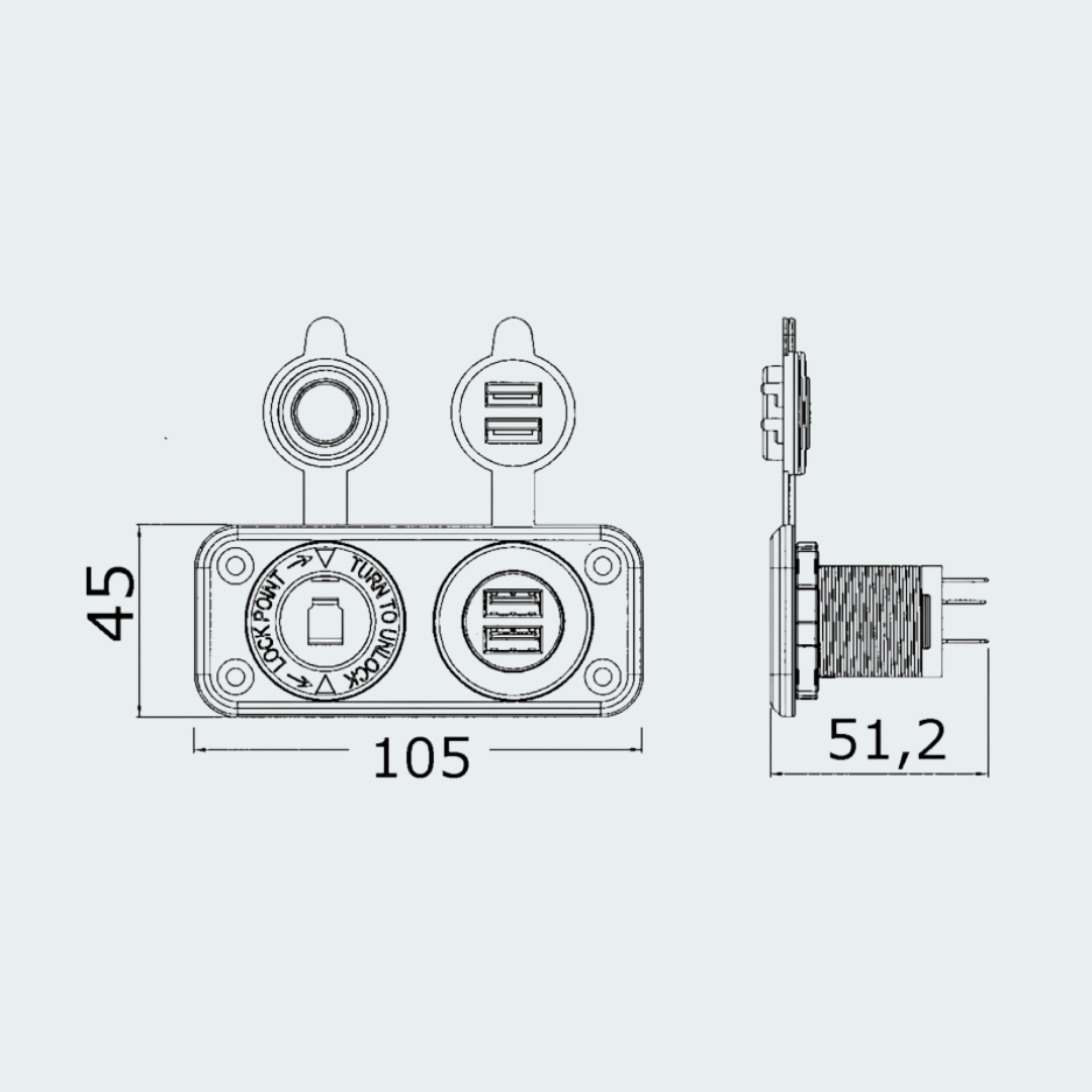 Lighter Socket + Double USB