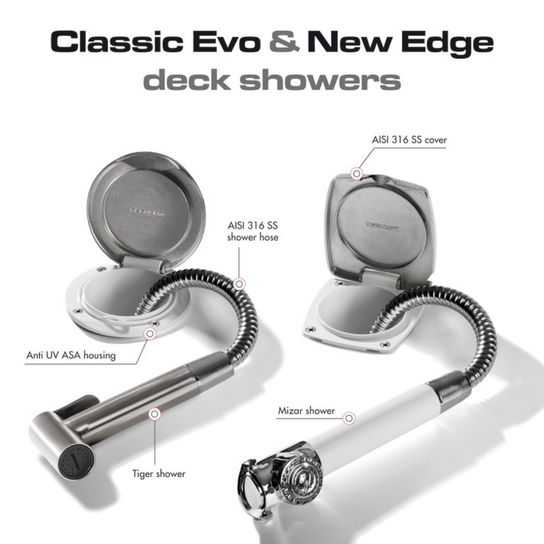 Classic Evo White Deck Shower Flat Mounting