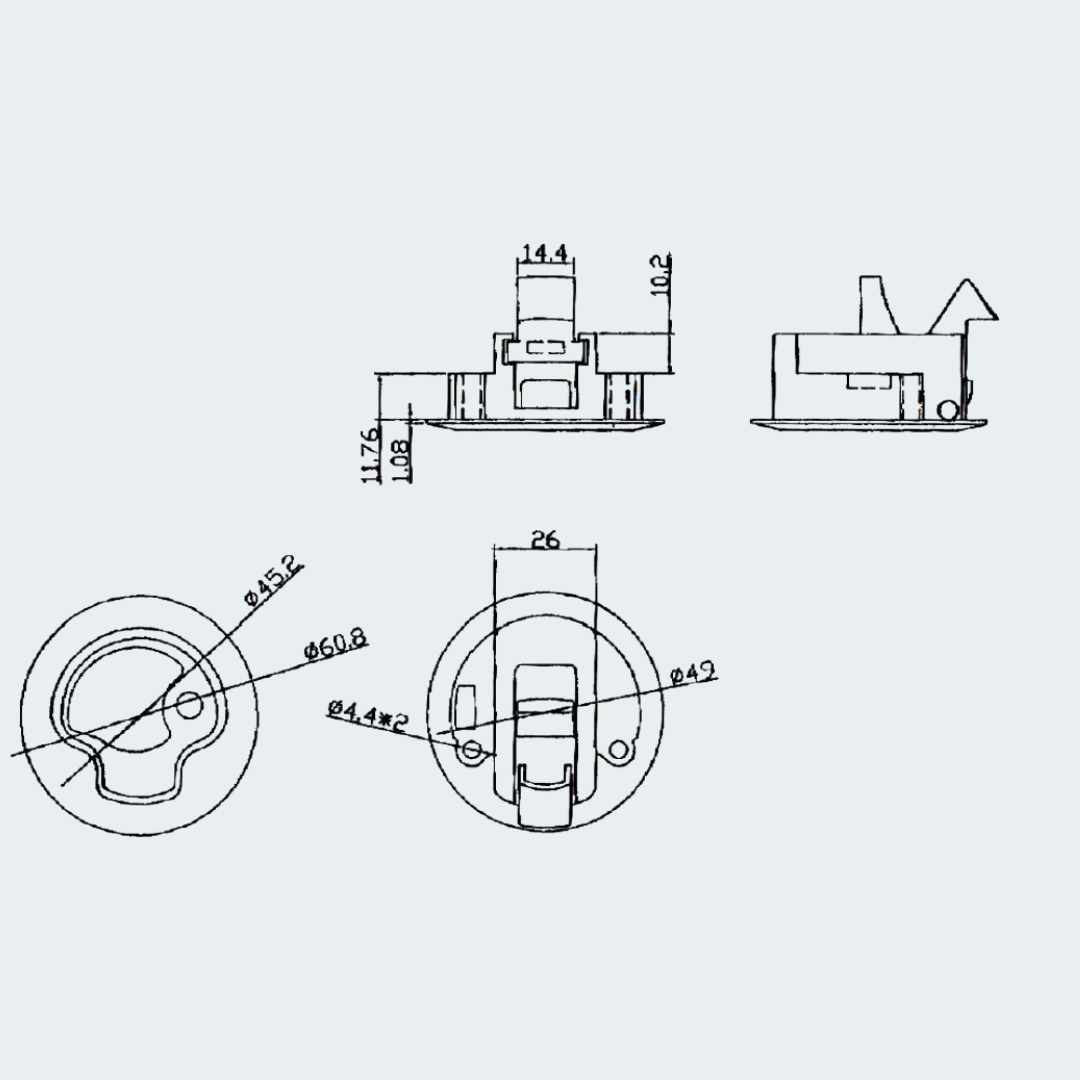Flush Pull Latch AISI316 w/stop With Lock