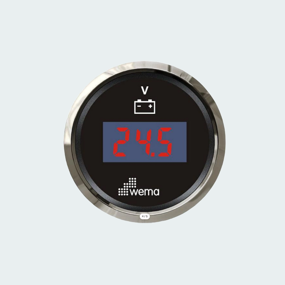 Wema Voltmeter Digital Display Black w/Silver Bezel