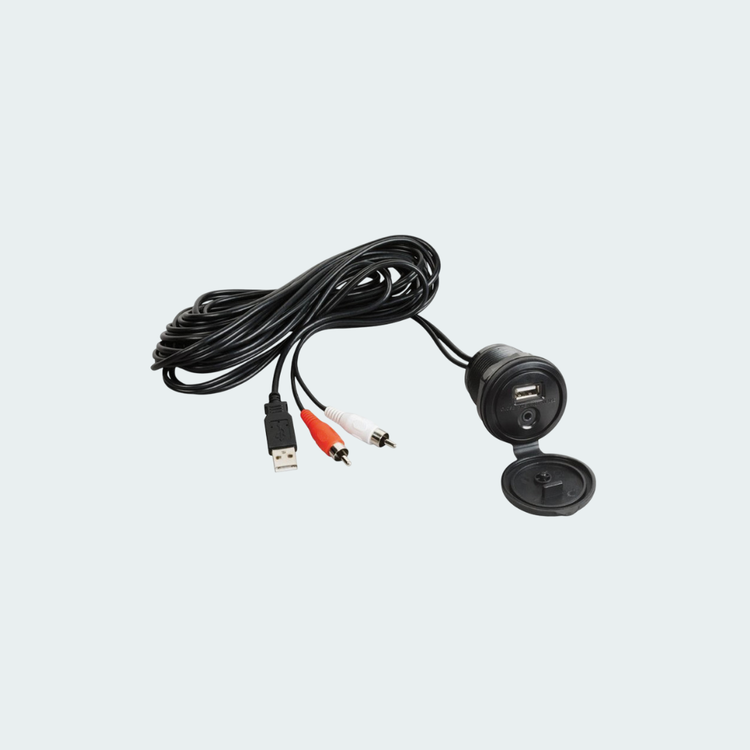 Auxiliary USB-AUX Cable with Watertight Panel