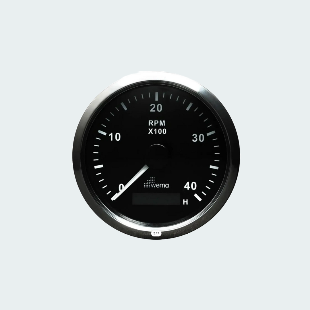 Wema Tachometer w/Hour Counter Black