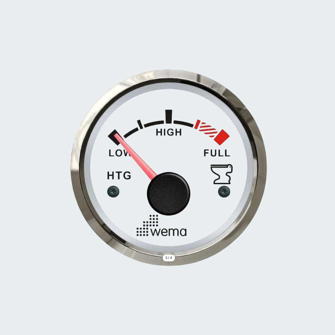 Wema Holding Tank Gauge White w/Silver Bezel