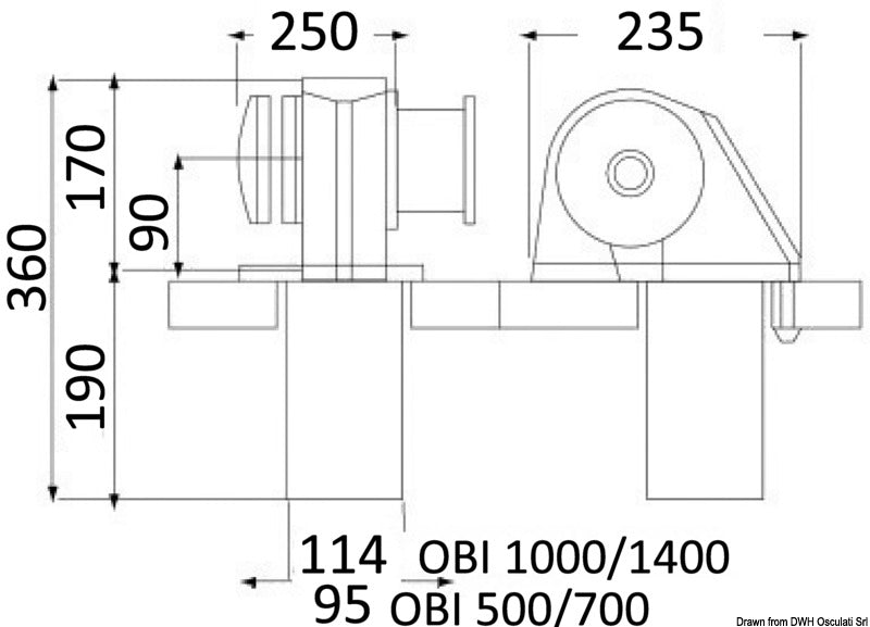 Italwinch Obi Windlass 1500 W - 12 V With Drum 8mm Gypsy