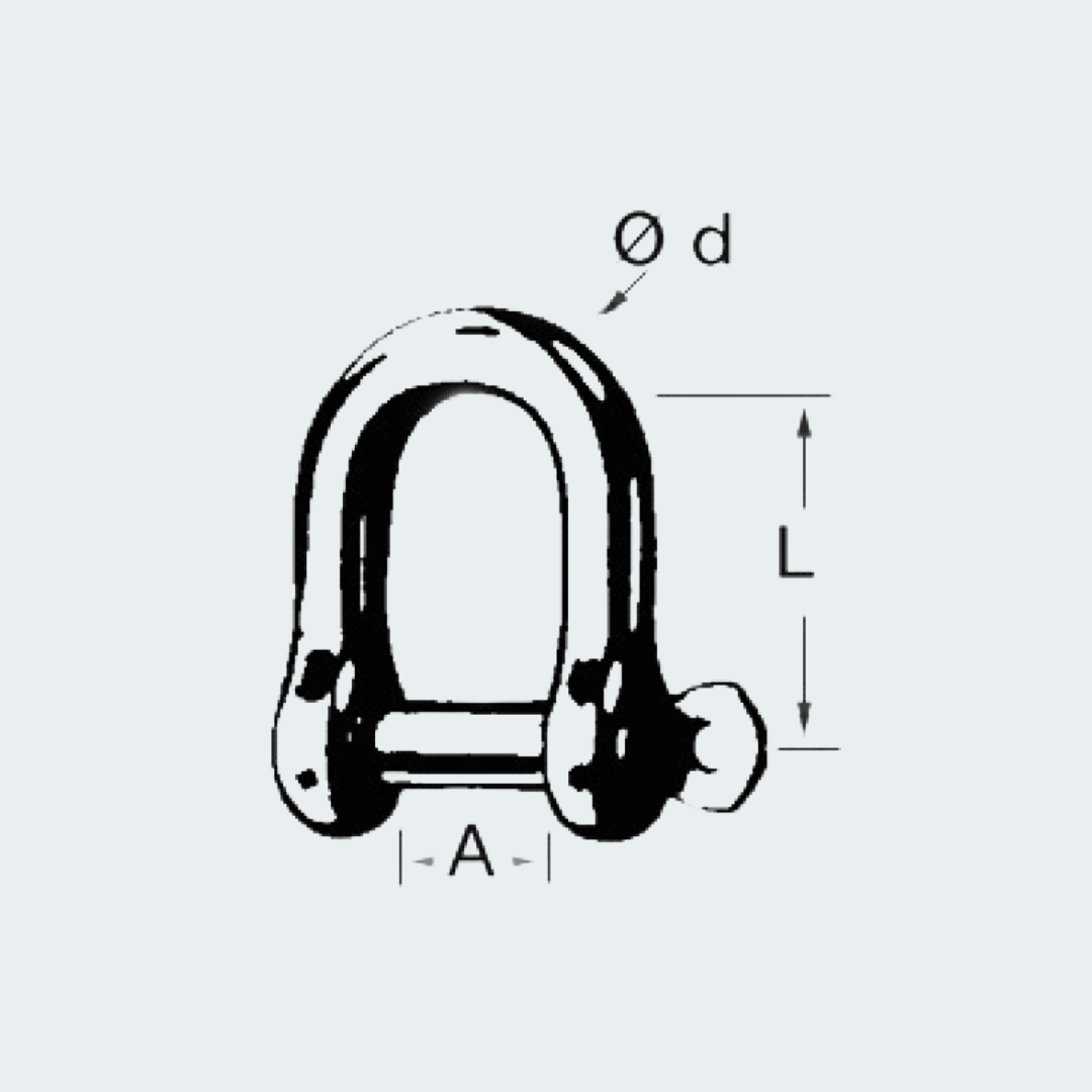 Wide Jaw 'D' Shackles AISI 316