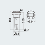 Saturn Shower w/Horizontal Mixer White