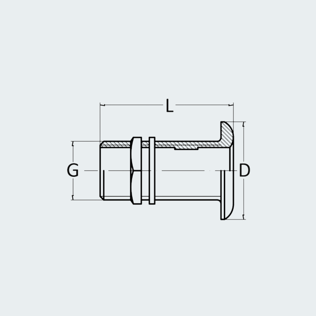 All-thread Skin Fitting Yellow Brass