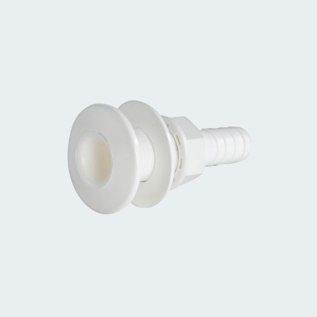 Seacock White Plastic w/Hose Adaptor