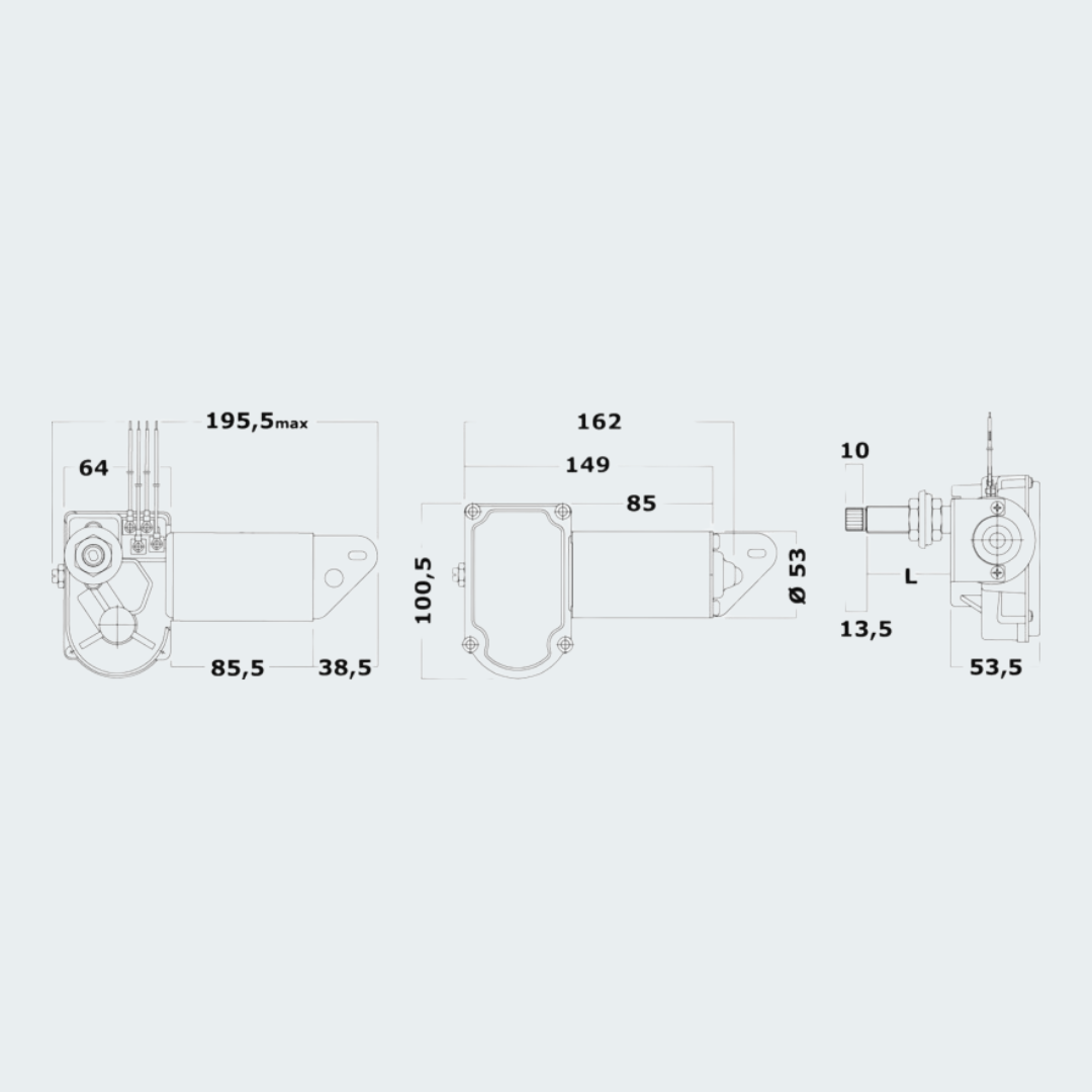 Windshield Wiper Motor 24 V 20 W 51mm Wiper arms & Blades