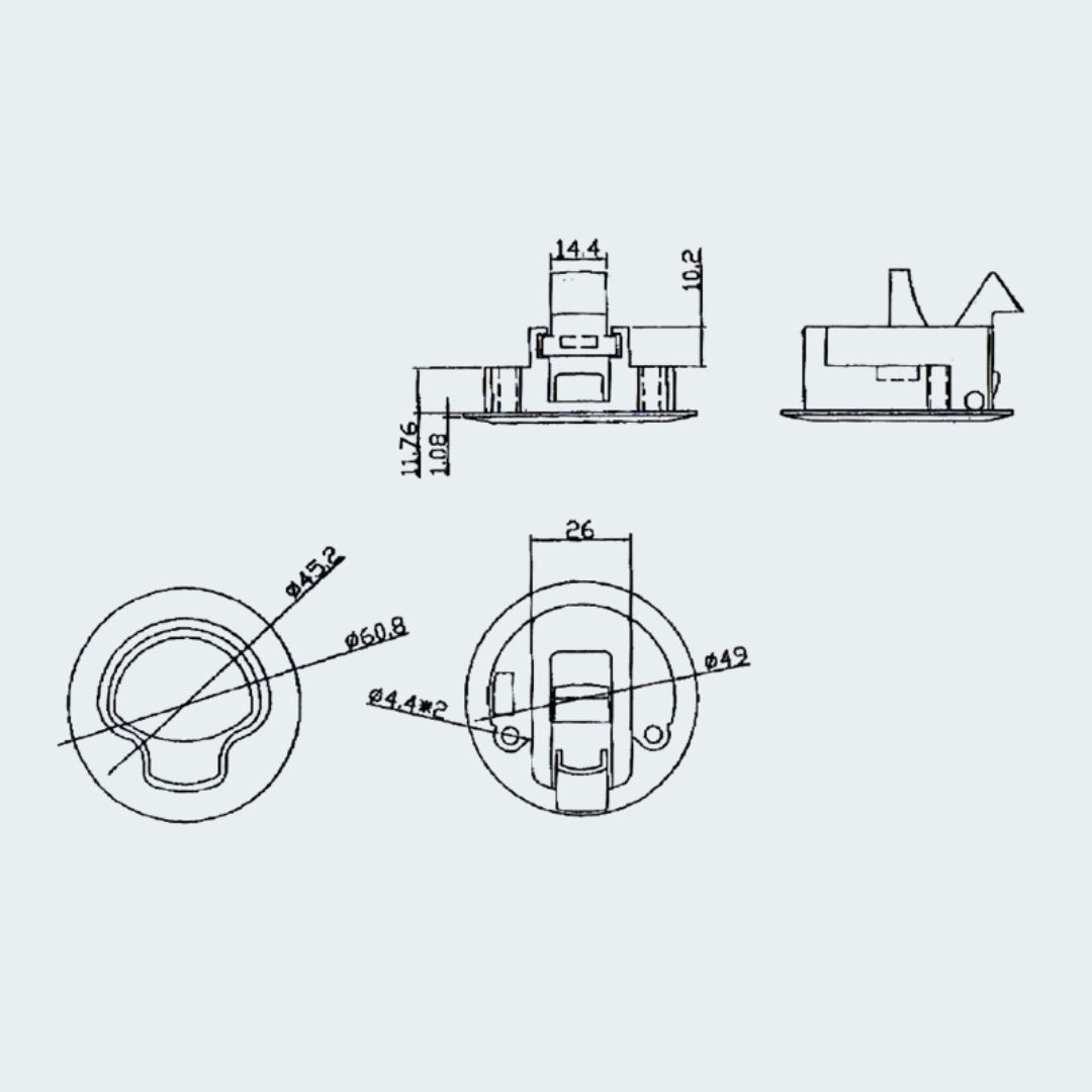 Flush Pull Latch AISI316 w/stop Without Lock