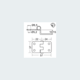 Overhang Hinge 57x37x10 mm