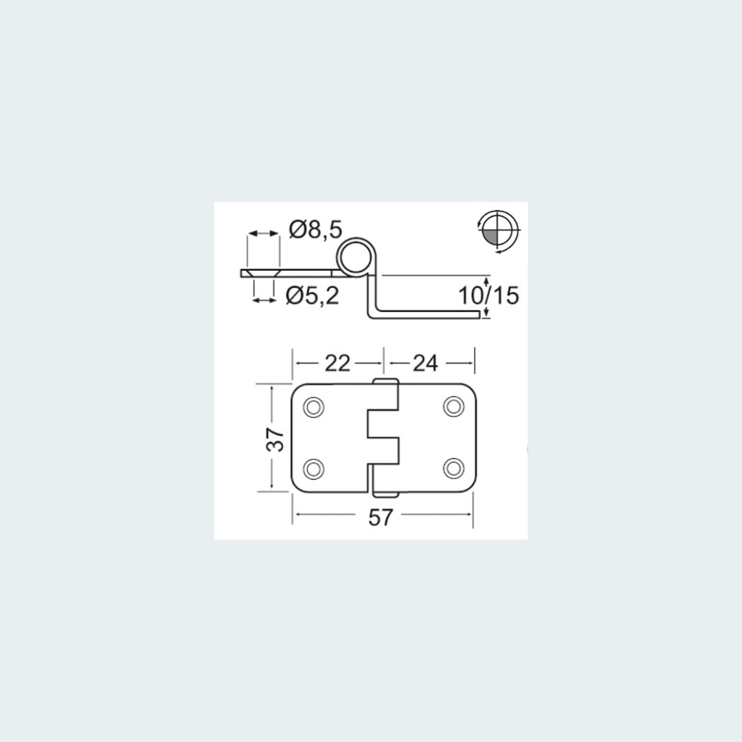 Overhang Hinge 57x37x15 mm