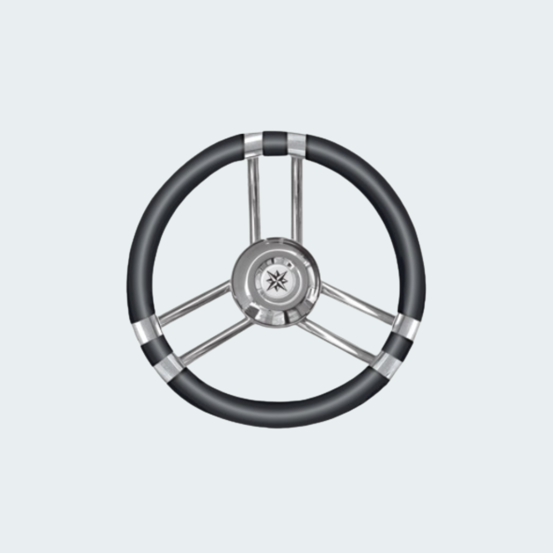 C Soft Polyurethane Steering Wheel Black/SS 350 mm