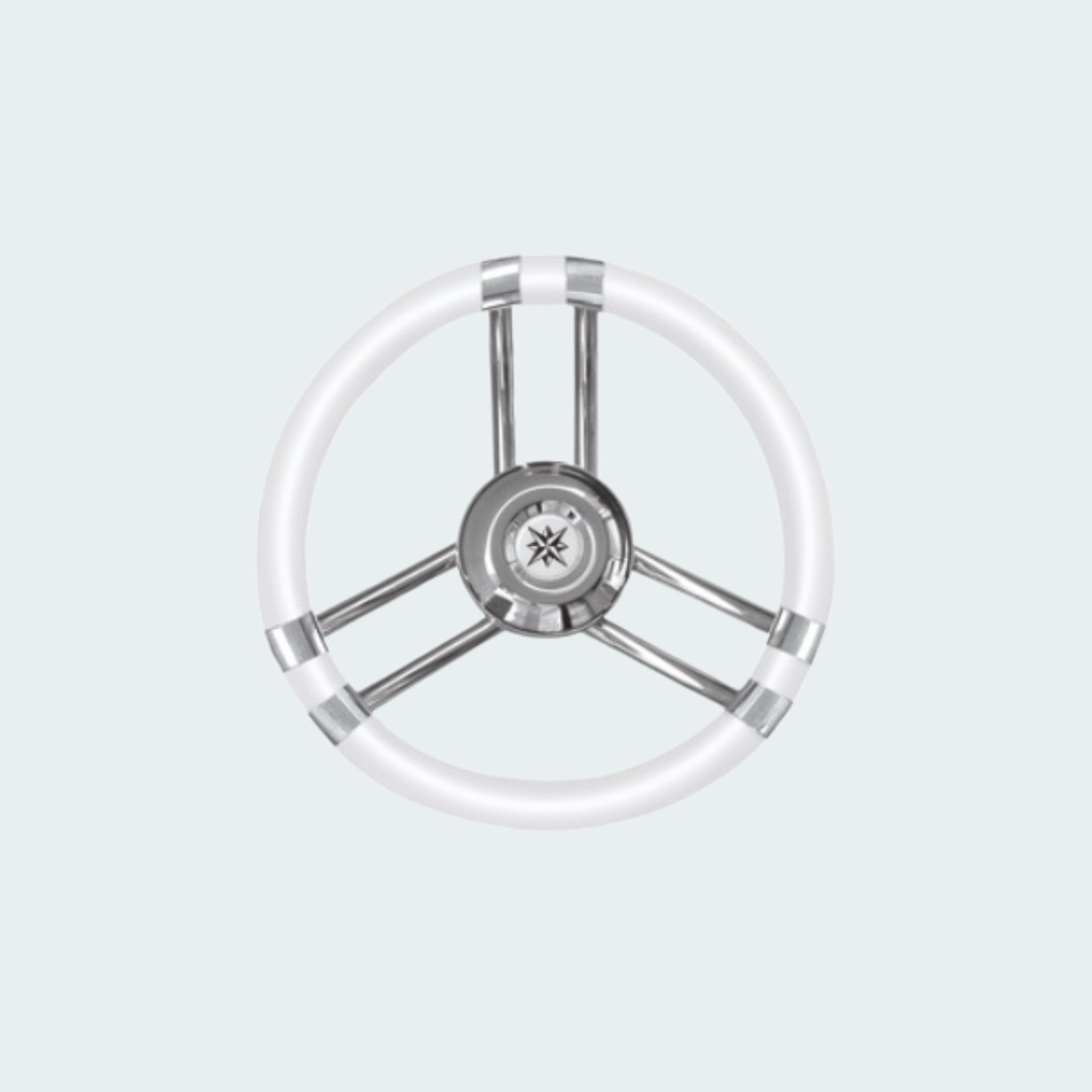 C Soft Polyurethane Steering Wheel White/SS 350 mm