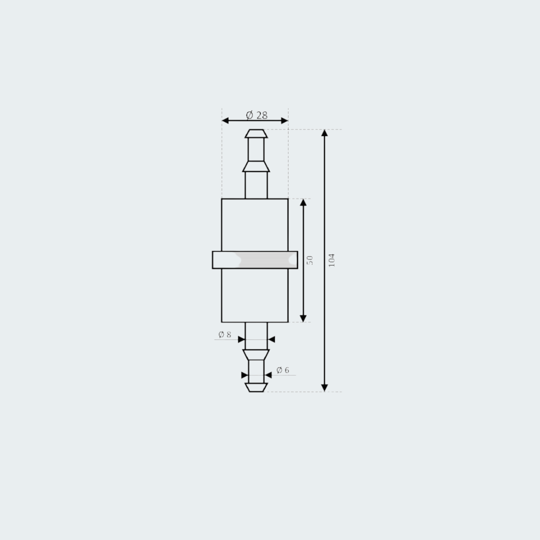Filter for Engines Max 2000cc. Diesel/Mixture